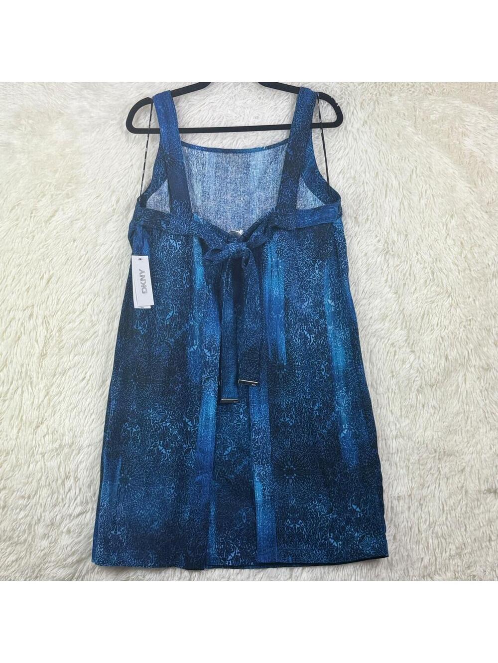 NWT DKNY Blue Printed Tie-Back Tank Dress Size 12